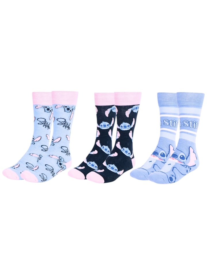3er - Pack Socken Disney Lilo & Stitch Geschenkset Gr. 36-43 in Blau