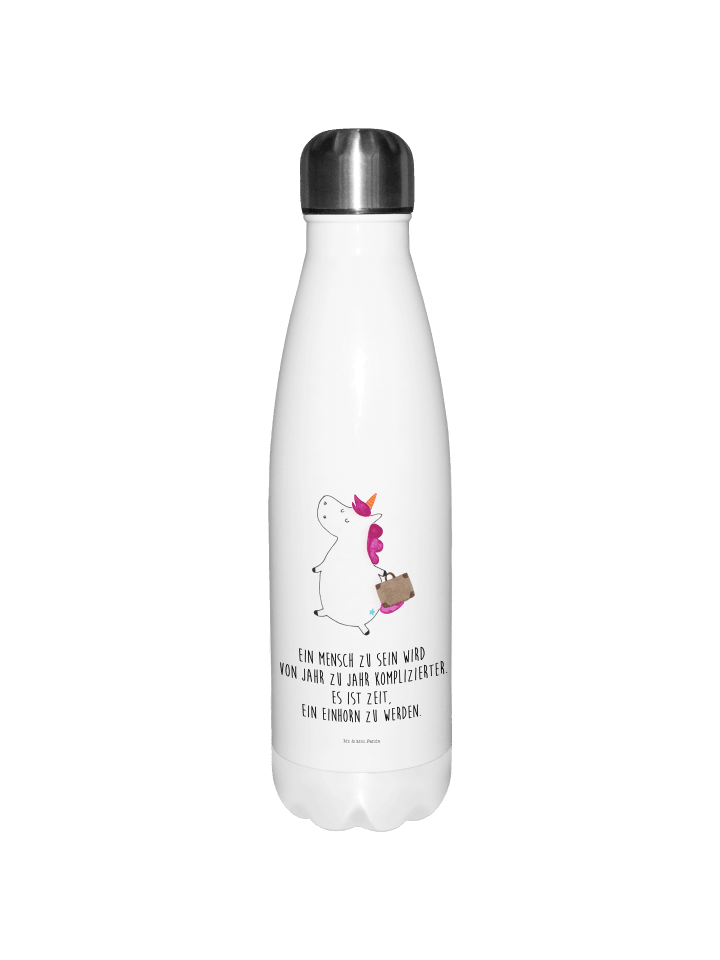 Thermos Einhorn Koffer mit Spruch in Weiß
