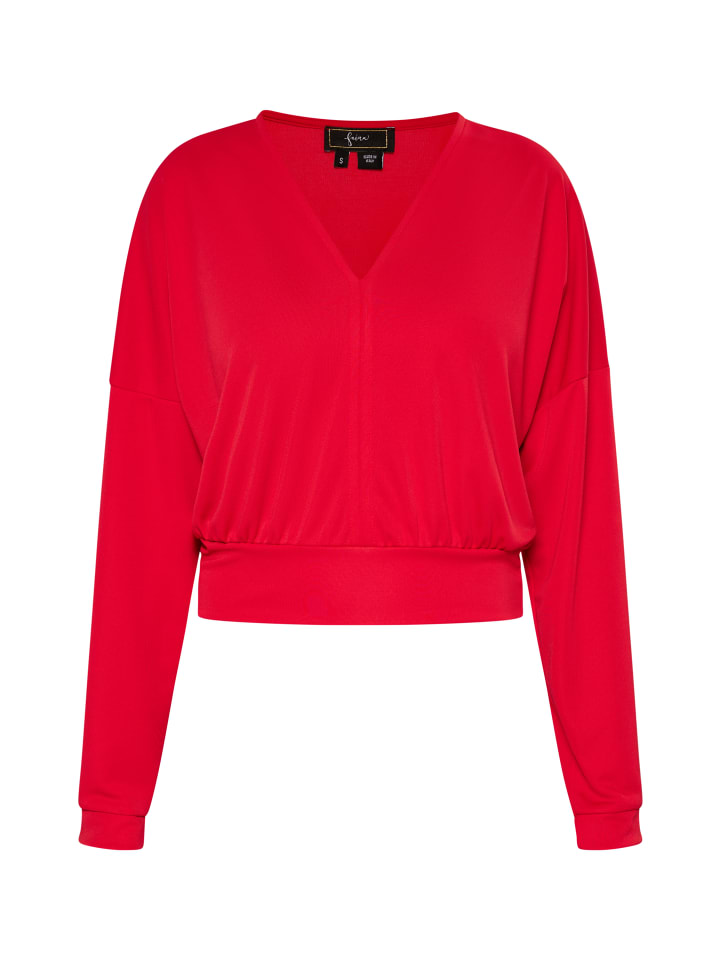 Damen Cropped Langarm-Shirt in Rot