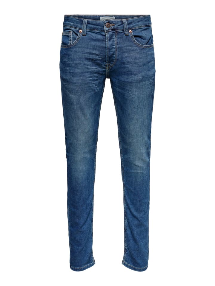 Slim Fit Jeans Basic Hose Denim Pants ONSLOOM Stoned Washed in Blau