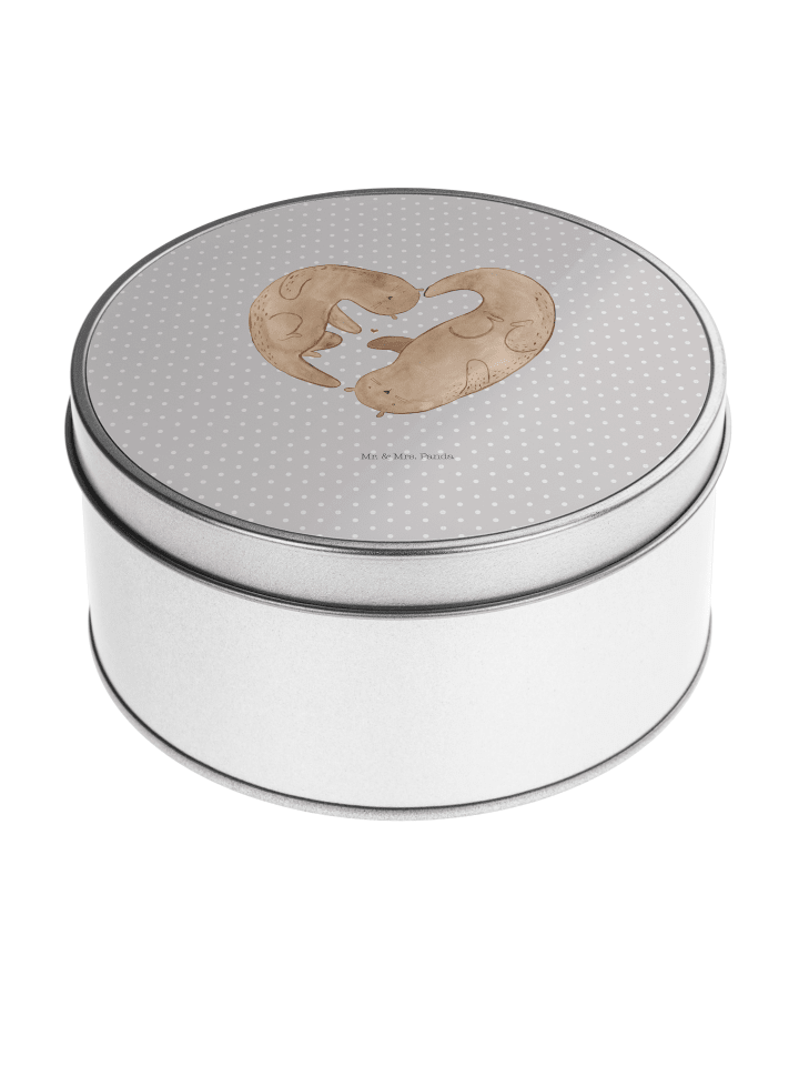 Aufbewahrungsbox Otter Herz ohne Spruch in Grau Pastell