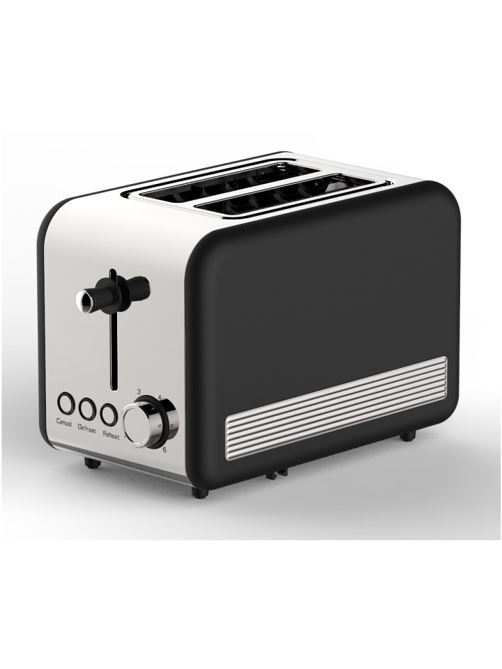 Toaster Retro 2-Scheiben Toaster 850 Watt in Schwarz