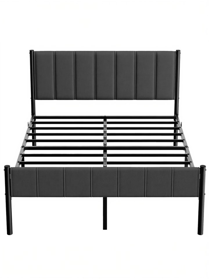 Bettgestell Dupon in Schiefergrau - (B)141.5 x (H)104 x (T)207 cm