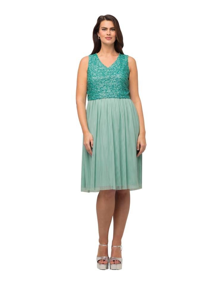 Midikleid in grau türkis