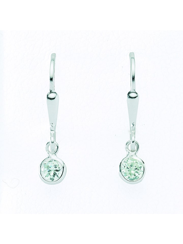 Damen 925 Silber Ohrringe / Ohrhänger mit Zirkonia Ø 4,6 mm in silber
