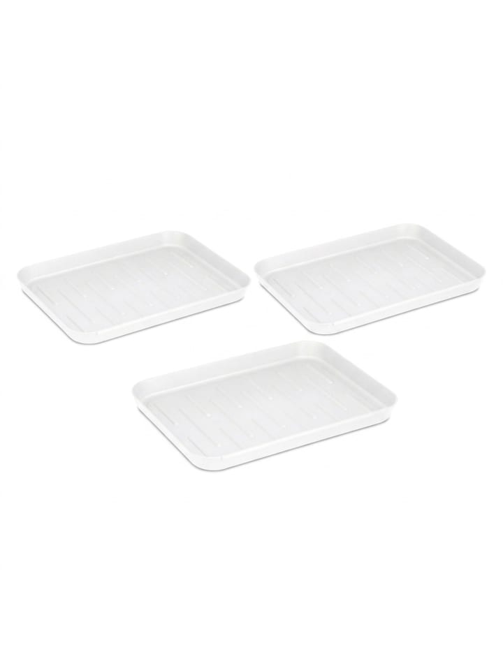 3 x Schuhabtropfschale in Weiß - (B)35 x (H)3 x (T)27 cm