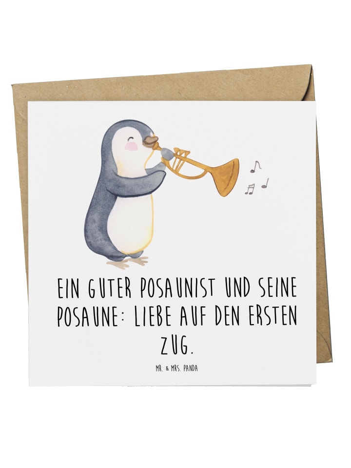 Glückwunschkarte Posaune Liebe mit Spruch in Weiß