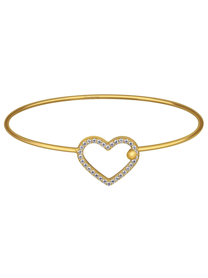 Armreif Herz mit Glitzer Schmuckstein aus Edelstahl in Gold