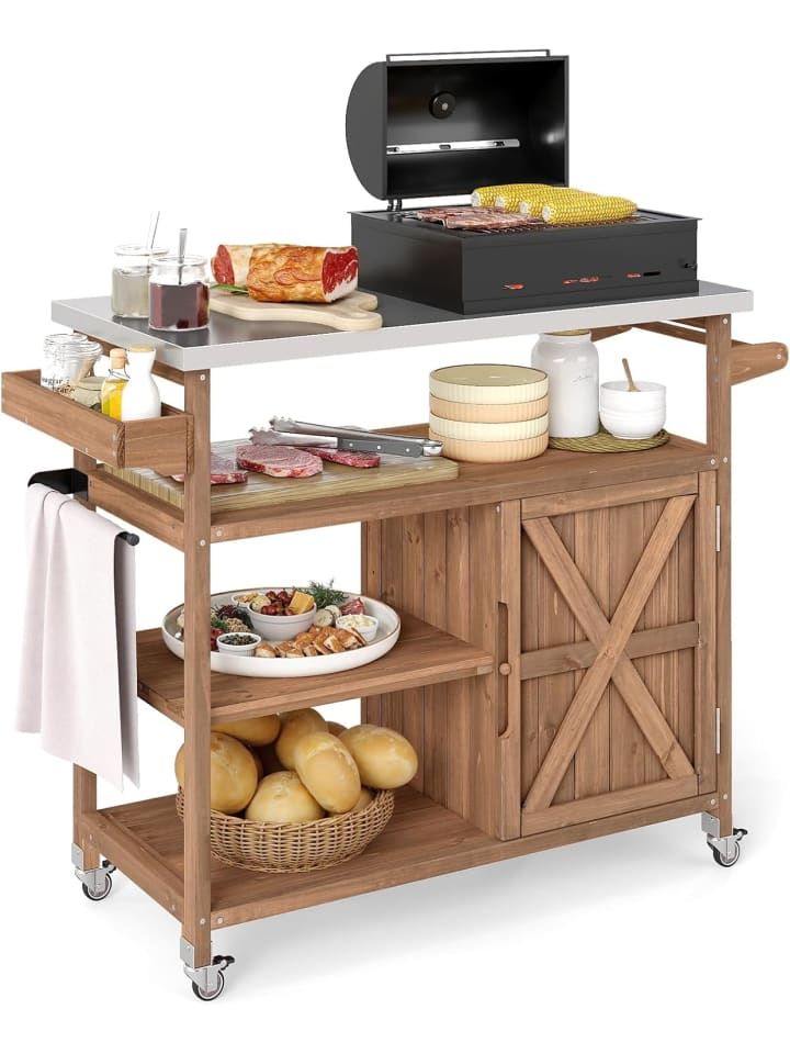 Grillwagen Outdoor Servierwagen 118 x 47 x 92 cm in Braun