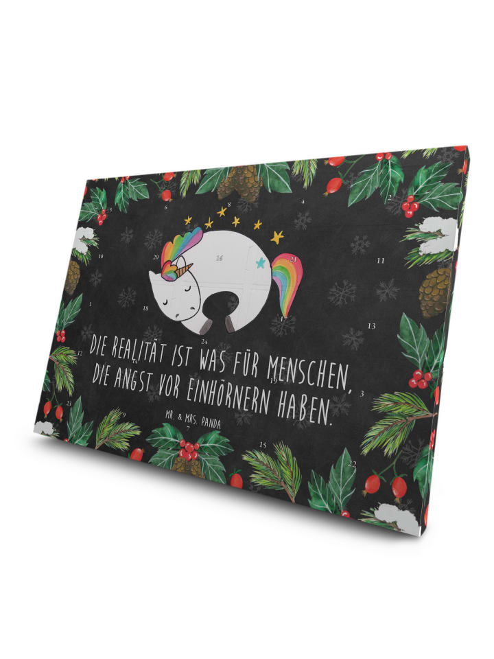 Advents-Teekalender Einhorn Nacht mit Spruch in Kreidetafel
