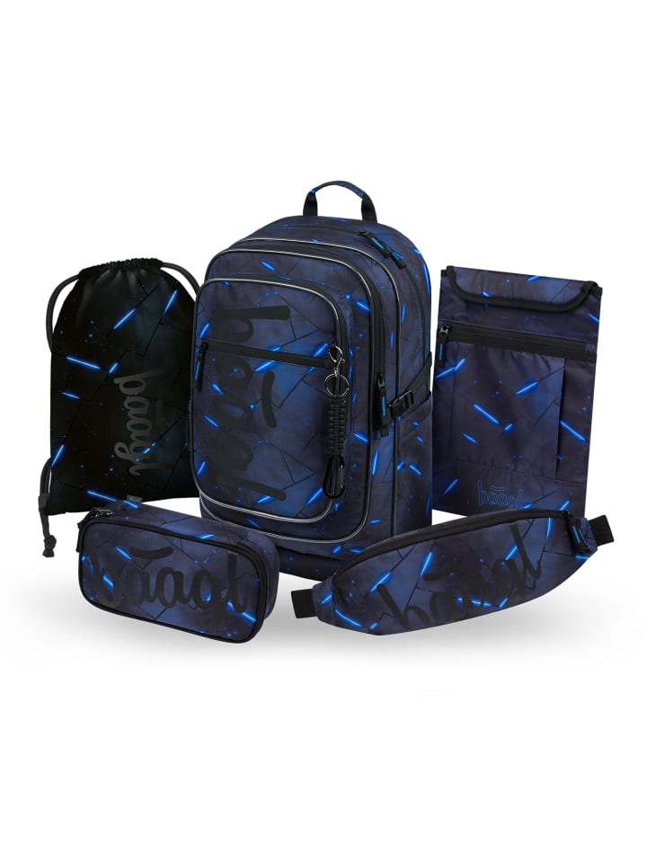 5-tlg. Set: Schulrucksack Cubic in Rosa Flash