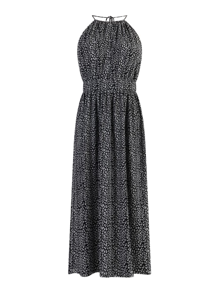 Damen Midikleid Aus Chiffon in Schwarz Weiss