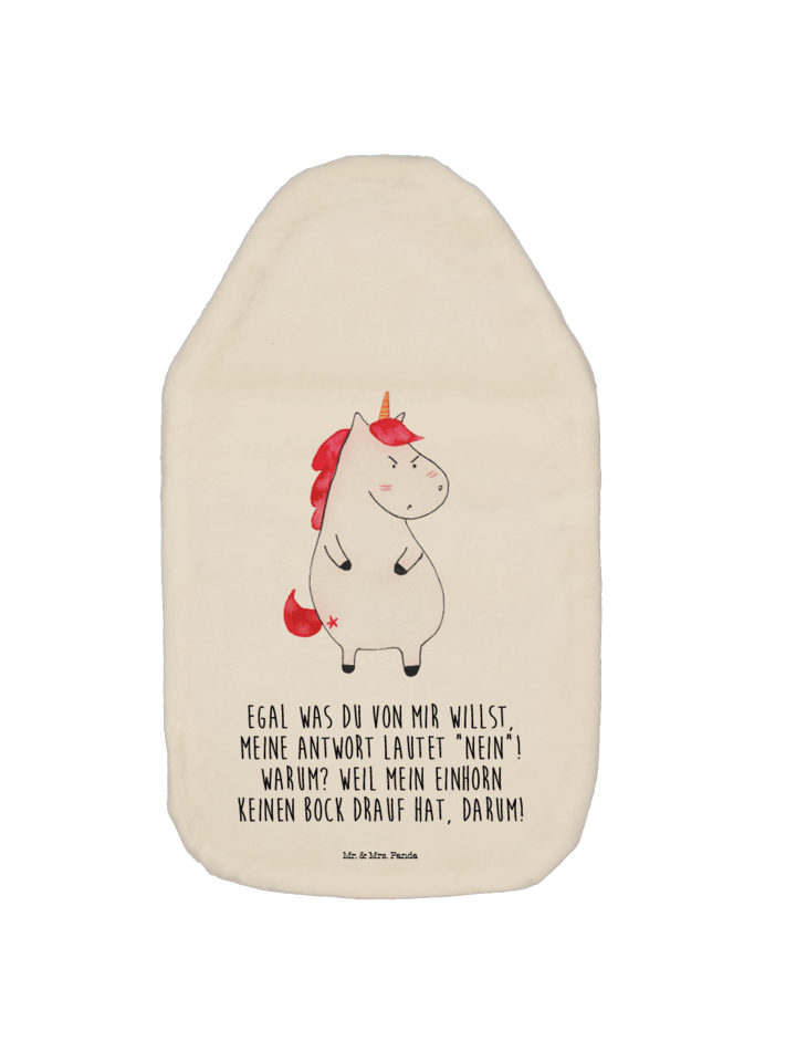 Wärmflasche Einhorn Wut mit Spruch in Weiß