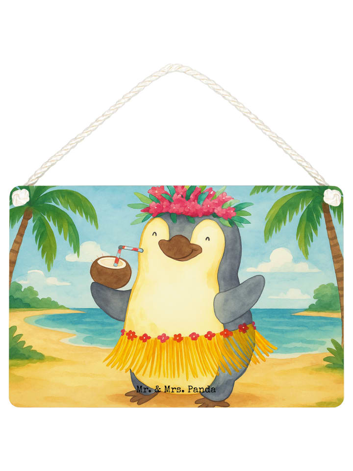 Schild Pinguin Kokosnuss Design ohne Spruch in Weiß