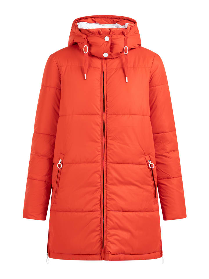 Damen Parka Mit Wattierung in Rot Weiss