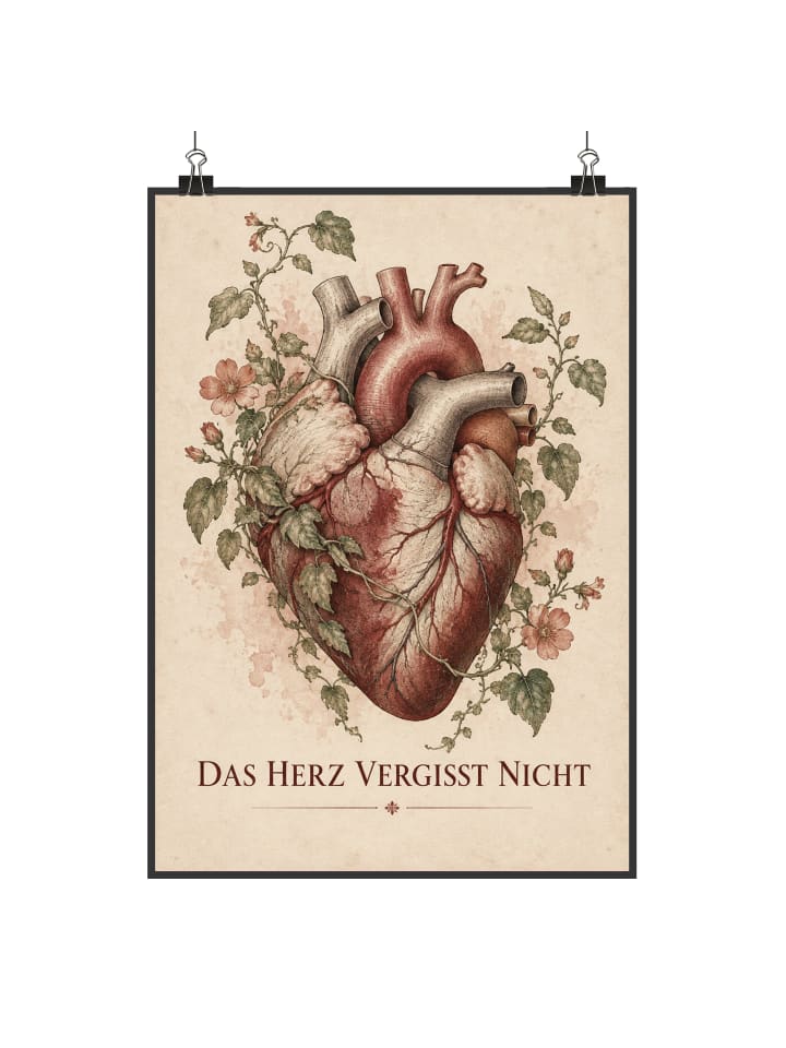 Wandbild Herz poetisch Design mit Spruch in Weiß