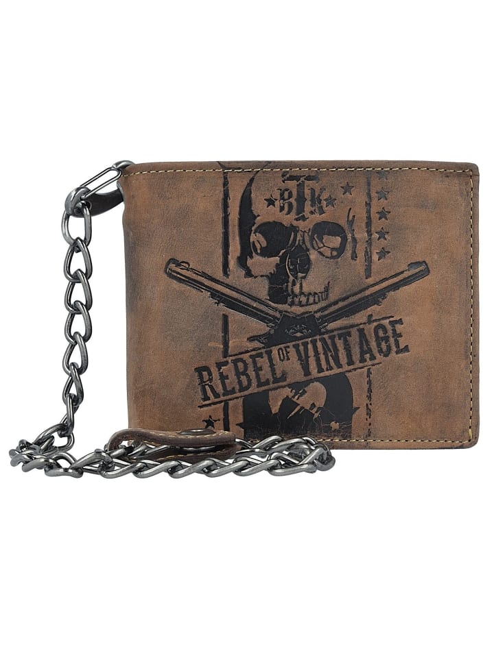 Vintage Skull Kettenbörse Leder 12,5 cm nut brown