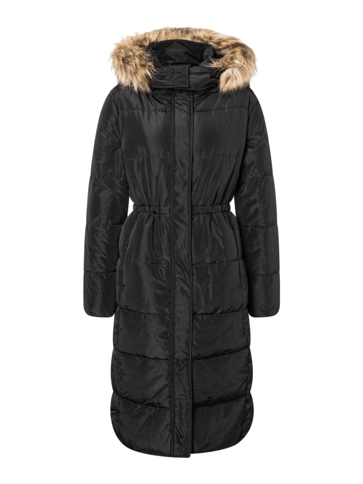 langer Steppmantel in black