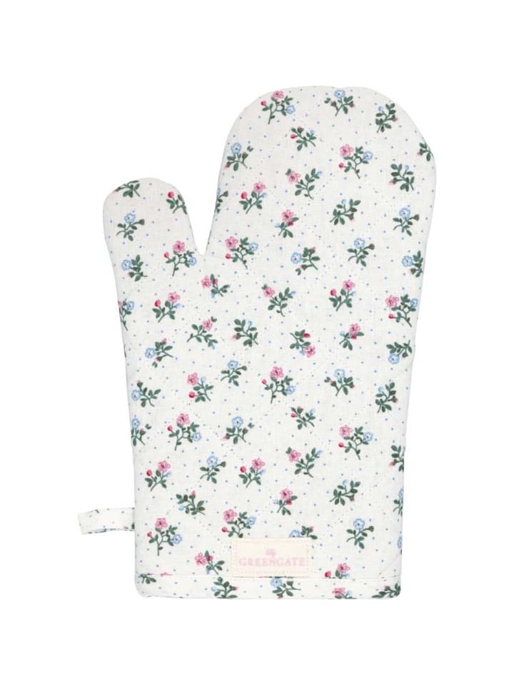 Ofenhandschuh CELIA Weiß mit Blumen