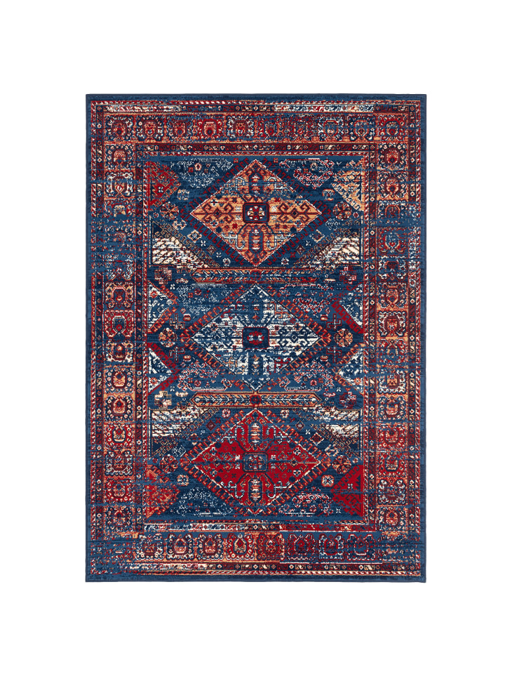 Teppich Pop-Vintage Bordüre in blau