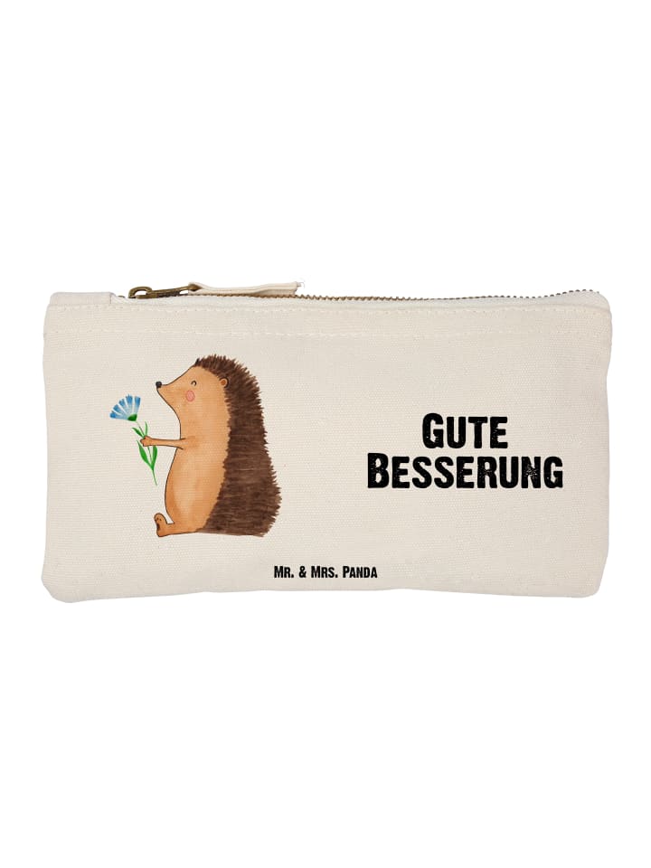 Reiseetui Igel Blumen mit Spruch in Weiß