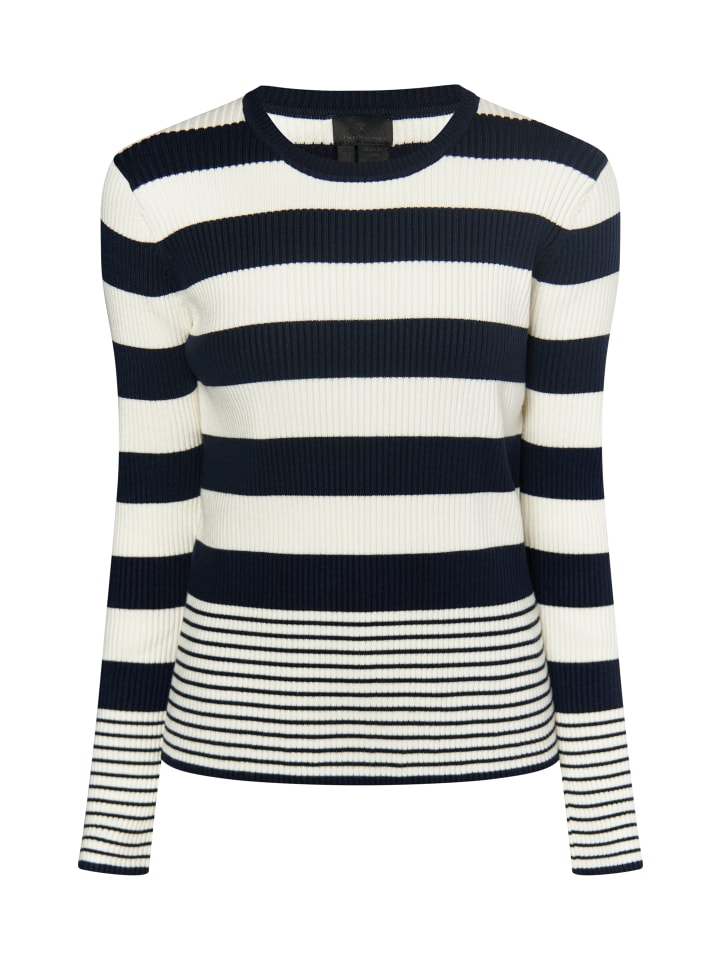 Damen Strickpullover in Marine Wollweiss