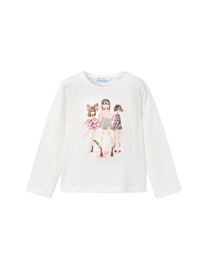 Langarmshirt mit Pailletten in macchiato