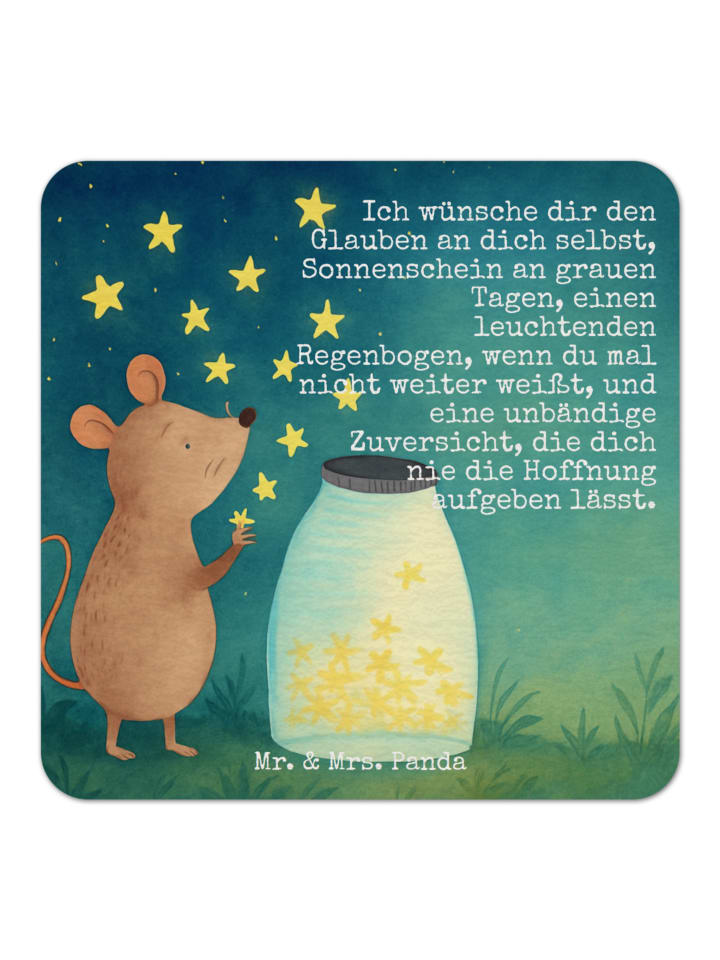 Tassenuntersetzer Maus Sterne Design mit Spruch in Weiß