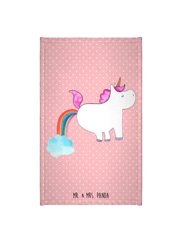 Kleines Handtuch Einhorn Pupsen ohne Spruch in Rot Pastell