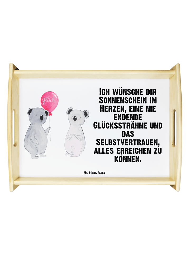 Servierplatte Holz Koala Luftballon mit Spruch in Weiß