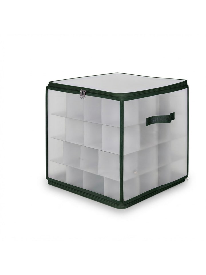 Weihnachtskugel-Aufbewahrungsbox in Transparent/ Grün - (B)36 x (H)36 x (T)36 cm