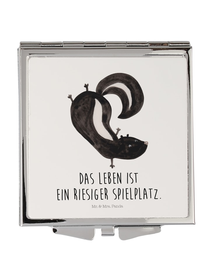 Kleiner Spiegel Stinktier Handstand mit Spruch in Weiß
