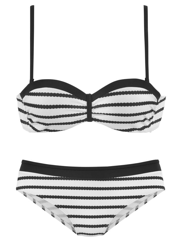 Bügel-Bandeau-Bikini in schwarz-weiß