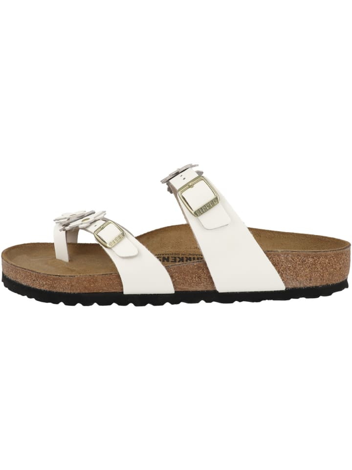 Zehensandale Mayari Flowers Naturleder normal in weiss