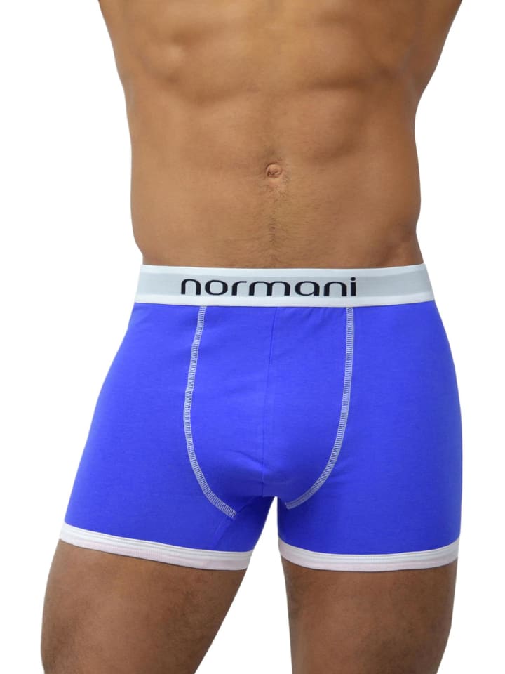 6 Stück Retro Boxershorts aus Baumwolle in Retro Blau