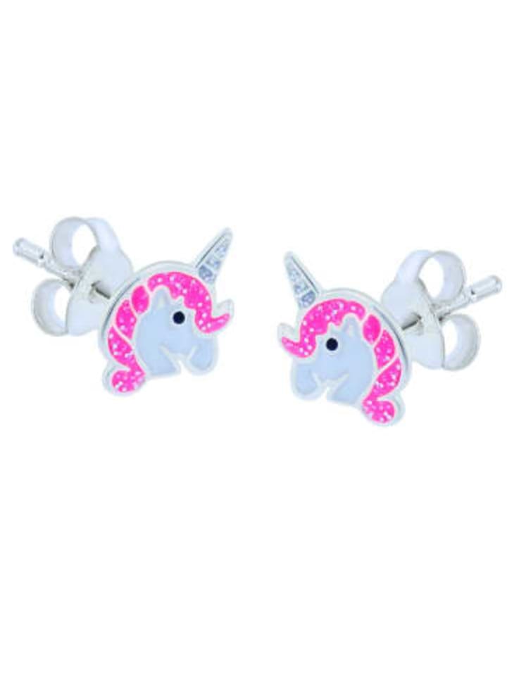 Ohrringe 925 Silber Einhorn in Bunt