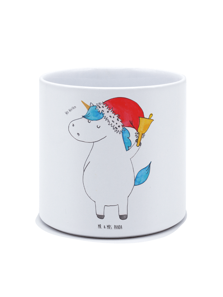 Blumenkübel Einhorn Weihnachtsmann ohne Spruch in Weiß