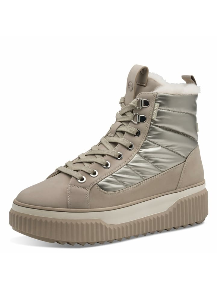 Schnür-Stiefeletten für Damen in creme