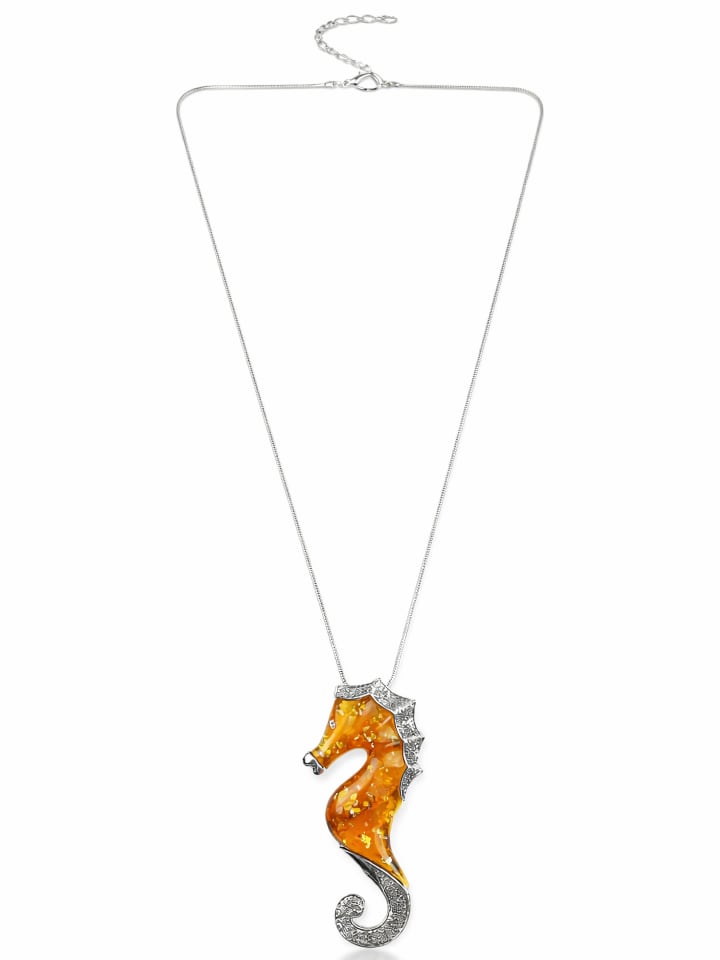 Lange Kette " Seahorse " in orange