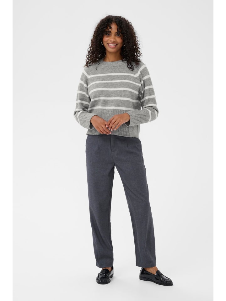 Strickpullover KAerin Regular fit in Light Grey Melange Chalk Strip