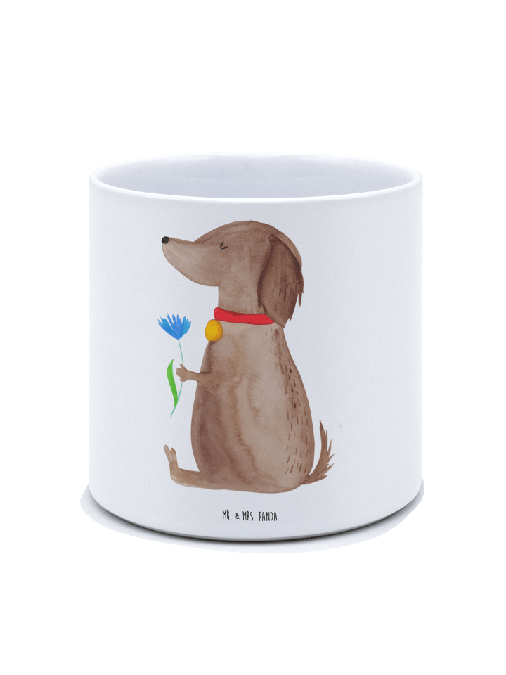 Blumentopf Hund Blume ohne Spruch in Weiß