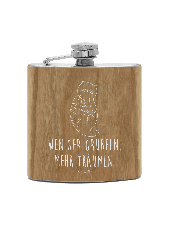 Flachmann Otter Muschel mit Spruch in Braun