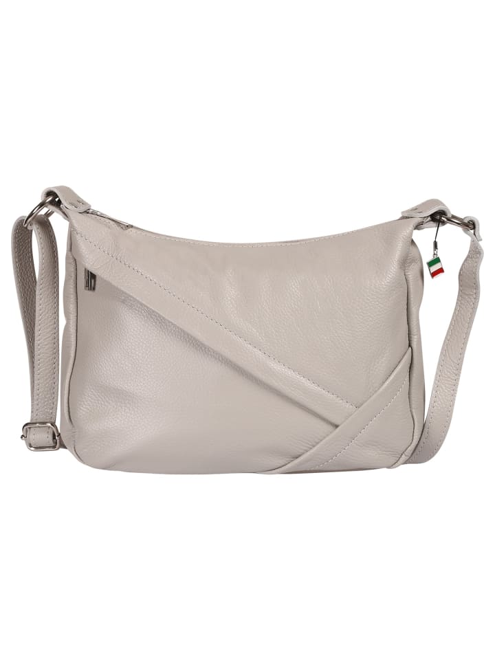 Florence Schultertasche Leder hellgrau ca. 35cm