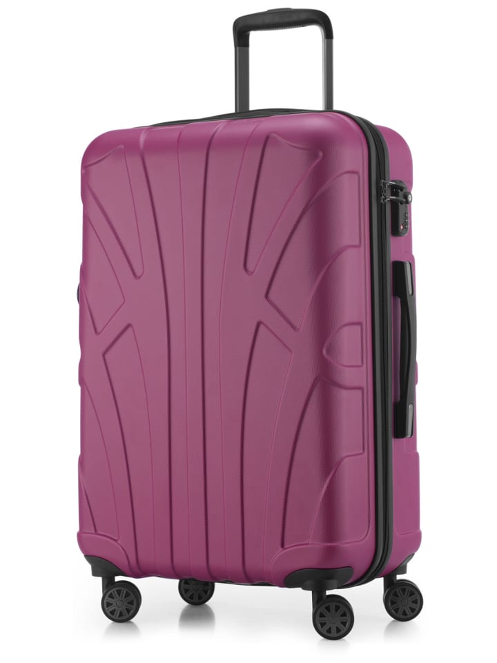 mittelgroßer Hartschalen-Koffer Check-In Reisekoffer Trolley TSA 68L in Magenta