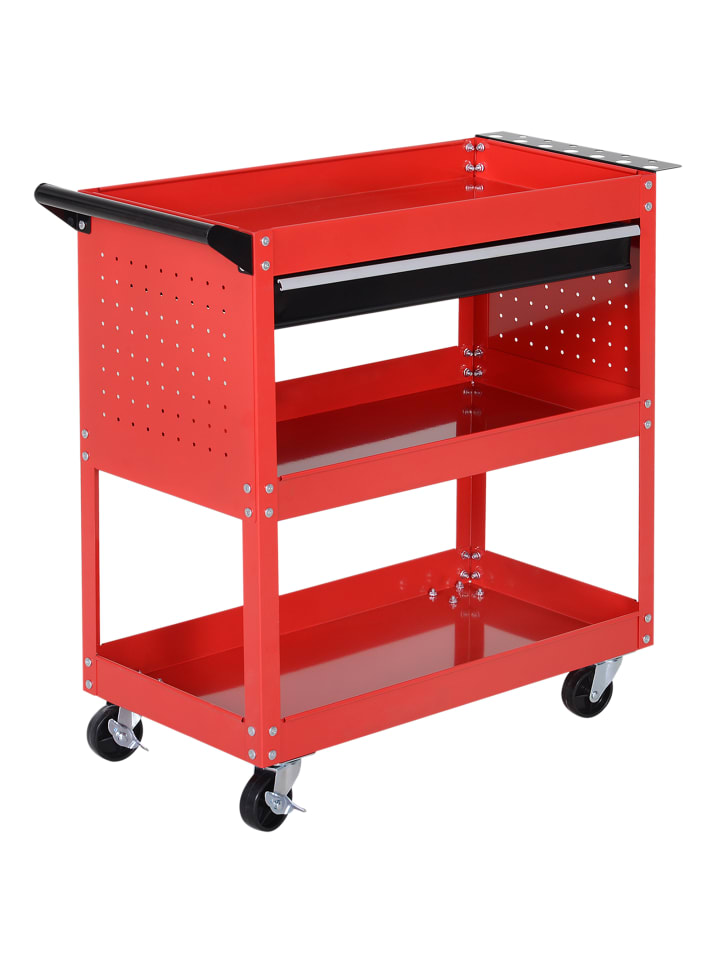 Werkstatt-Rollwagen in Schwarz & rot 82L x 35B x 76H cm