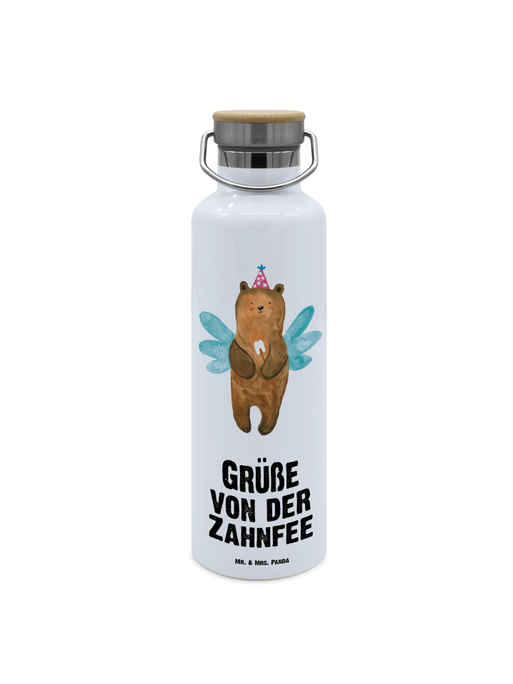 Thermosflasche Bär Zahnfee mit Spruch in Weiß