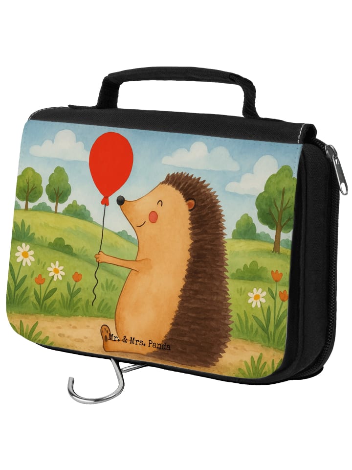 Kulturtasche Igel Luftballon Design ohne Spruch in Weiß