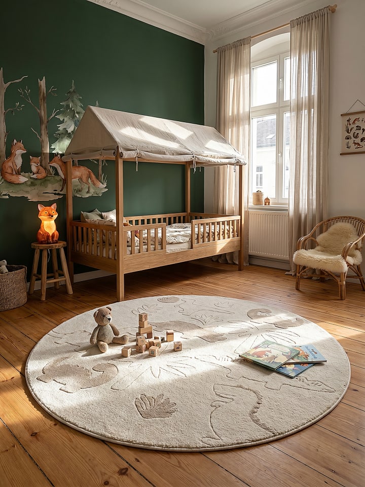 Teppich Kinderzimmer Kinder-Motiv Kinderzimmer pflegeleicht Spielzimmer in Creme