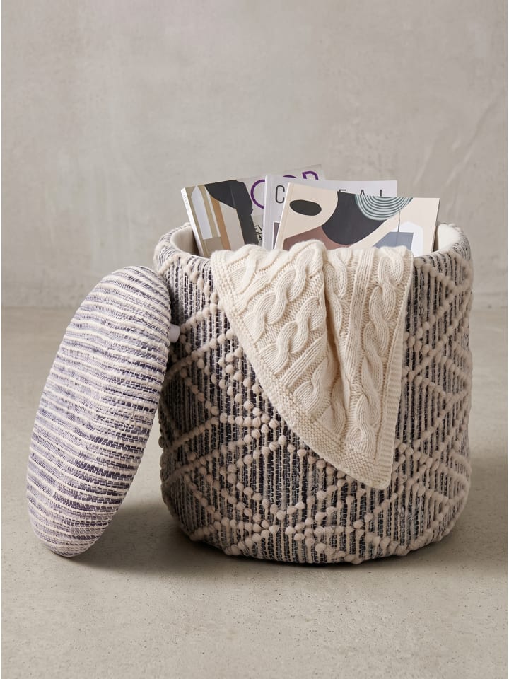 Sitzhocker Stoff, 80 % Wolle, 20 % Baumwolle, Boho