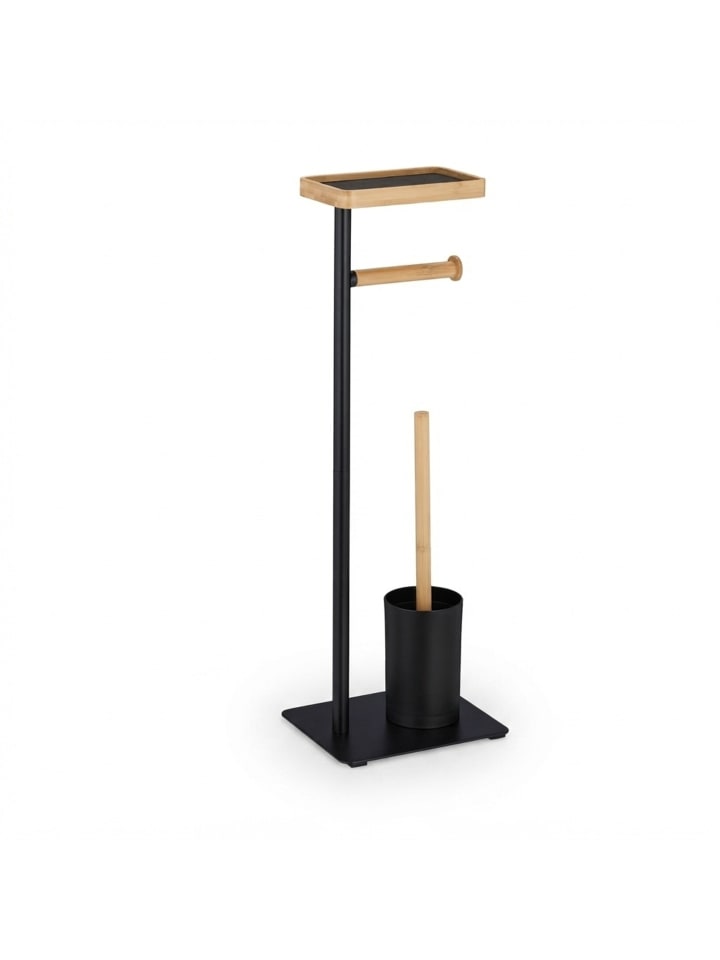 WC Garnitur in Schwarz/ Natur - (B)22 x (H)65 x (T)18 cm